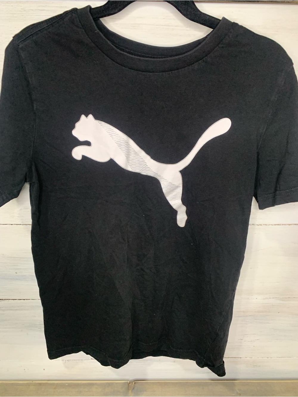 Puma Black Tee with White Jumping Cat Logo